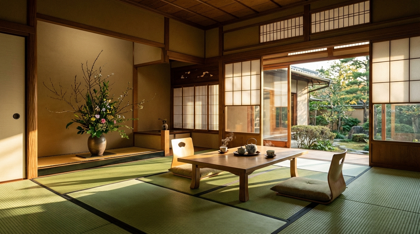 伝統的な畳の美しい部屋